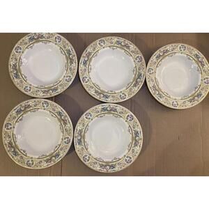 (5) Syracuse China Old Ivory Rose Marie 8 7/8in Rim Soup Bowls Floral & Scrolls